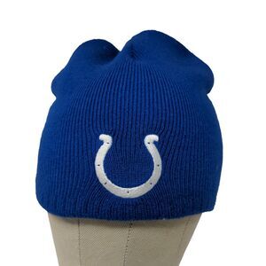 Vintage NFL Blue White Colts Beanie Hat Shane Co. Official Jeweler Embroidered